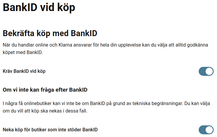 Klarna BankID